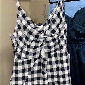 Black and white checkered twist top dress